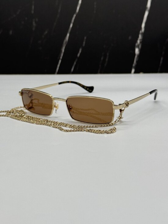 NEW GUCCI GG1600S 002 GOLD WOMEN SUNGLASSES WITH CHAIN main image 7